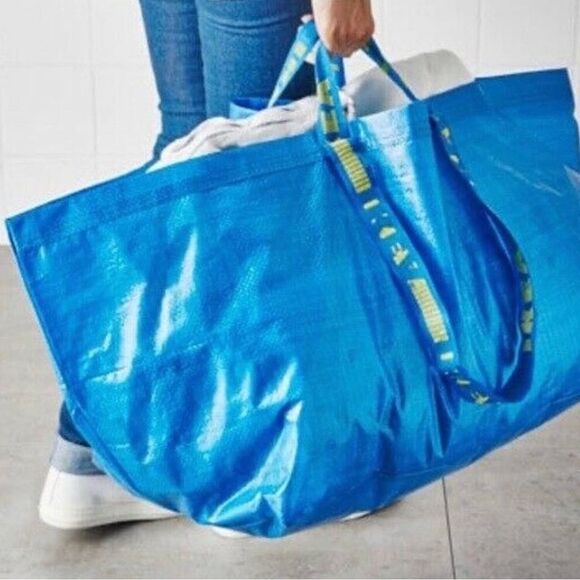 IKEA Bag Large Blue Reusable Shopping Bag Tote Laundry Grocery Moving Storage - Picture 2 of 3